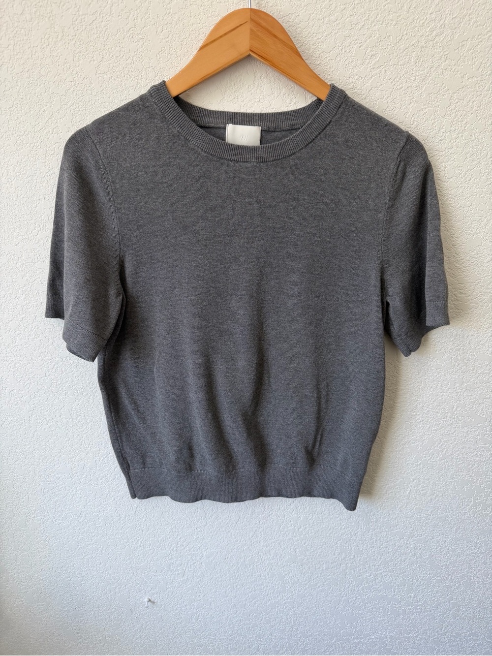 H&M Women's Short-Sleeve Knit Top Charcoal Gray Size M